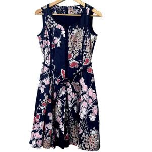 Talbots Dress Women 4 Petite Blue Floral Cottagecore Fairycore Pockets *
